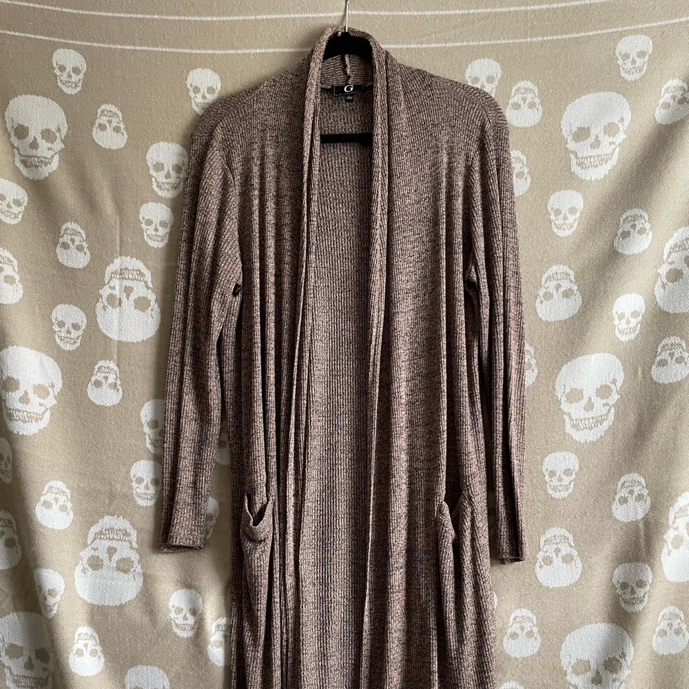 BROWN LONG CARDIGAN XL
